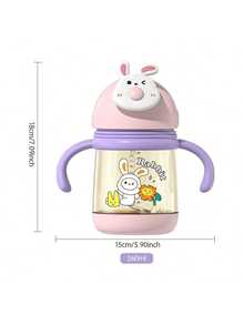 12盎司/360毫升婴儿幼儿大容量吸管杯，带手柄和挂绳 - 彩色 - 查看 4