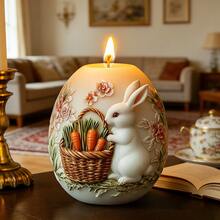 A Cute Rabbit Holding A Basket Of Carrot-Shaped Scented Candles Silicone Mold, DIY Easter Bunny Holding Carrot And Egg-Shaped Candle Mold, Suitable For Resin, Plaster, Clay, Concrete, Cement Crafts, Silicone Molds For Easter And Various Holiday Gifts, Home Decor. - A-White - View 4