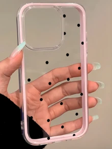 1个粉色波点图案极简TPU防震手机壳，适用于苹果17、16、15、14、13、12、11 Pro Max、Air - 彩色 - 查看 1