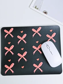 Tấm lót chuột hình nơ đen dễ thương, kích thước 26*21cm, hình vuông/trái tim, chất liệu PU chống trượt, dùng cho văn phòng/máy tính/laptop, quà tặng Giáng sinh/Năm mới 2026 (Không bao gồm chuột) - Xem 3