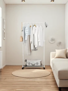 1pc 4-Tier Foldable Drying Rack With 4 Wheels, Stainless Steel Material, Easy Assembly, Suitable For Indoor And Outdoor Drying Of Bedding And Clothes - Multicolor - View 6