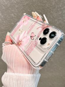 花卉蝴蝶文字设计，搭配蝴蝶结挂绳，高品质透明硅胶简约可爱防震亮面手机壳，适用于 15/15 Pro Max/15 Pro/15 Plus/11/12/13/14/16 Pro Max/XS/XR/11 Pro/11 Pro Max/12 Pro/12 Pro Max/13 Pro/13 Pro Max/7 Plus/14 Pro/14 Pro Max/14 Plus/16 Pro/16 Plus/7 Plus/8 Plus/8/SE2、S25/S24/S23/A55/A54/A53/A23 系列 - 彩色 - 查看 6