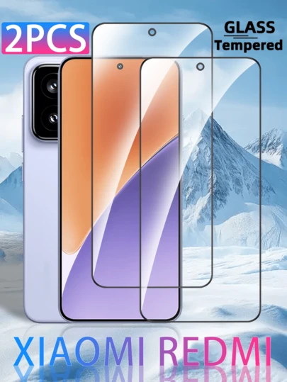 小米系列高清钢化玻璃屏幕保护膜（2片装），防刮花、防油污、防指纹、全覆盖、清晰透明、易于安装、无气泡、紧密贴合；手机配件