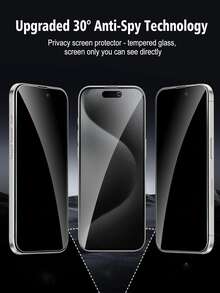 4pcs Anti Peeping Tempered Glass Film Privacy Screen Protector Compatible With IPhone 17 Pro Max 16 15 14 Plus 13 12 11 2026 New 9H Hardness Explosion-Proof, Scratch Resistant, Anti Spy Protective Film - Black - View 3