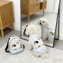 1pc Pet Vest, Cartoon Pattern Dog Vest Striped Pattern Breathable Cat Vest Breathable Pet Vest, Lightweight Polyester Material Soft Breathable Cute Bow Pattern Cat Vest Dog Vest, Suitable For Medium And Small Cats And Dogs - Multicolor - View 4