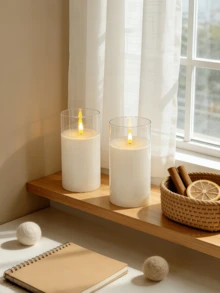 2pcs LED Flameless Candles, Flickering LED Pillar Candles, Upgraded Water Drop Wick, Battery Powered Electronic Candles With Remote Control Timer, Suitable For Dining Table Centerpiece, Wedding, Garden, Holiday Party - Transparent - View 8