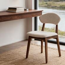 Rubert Walnut/Beige Wood Chairs, Set Of Two, Disassembled, Small Package Size - 米色 - 查看 5