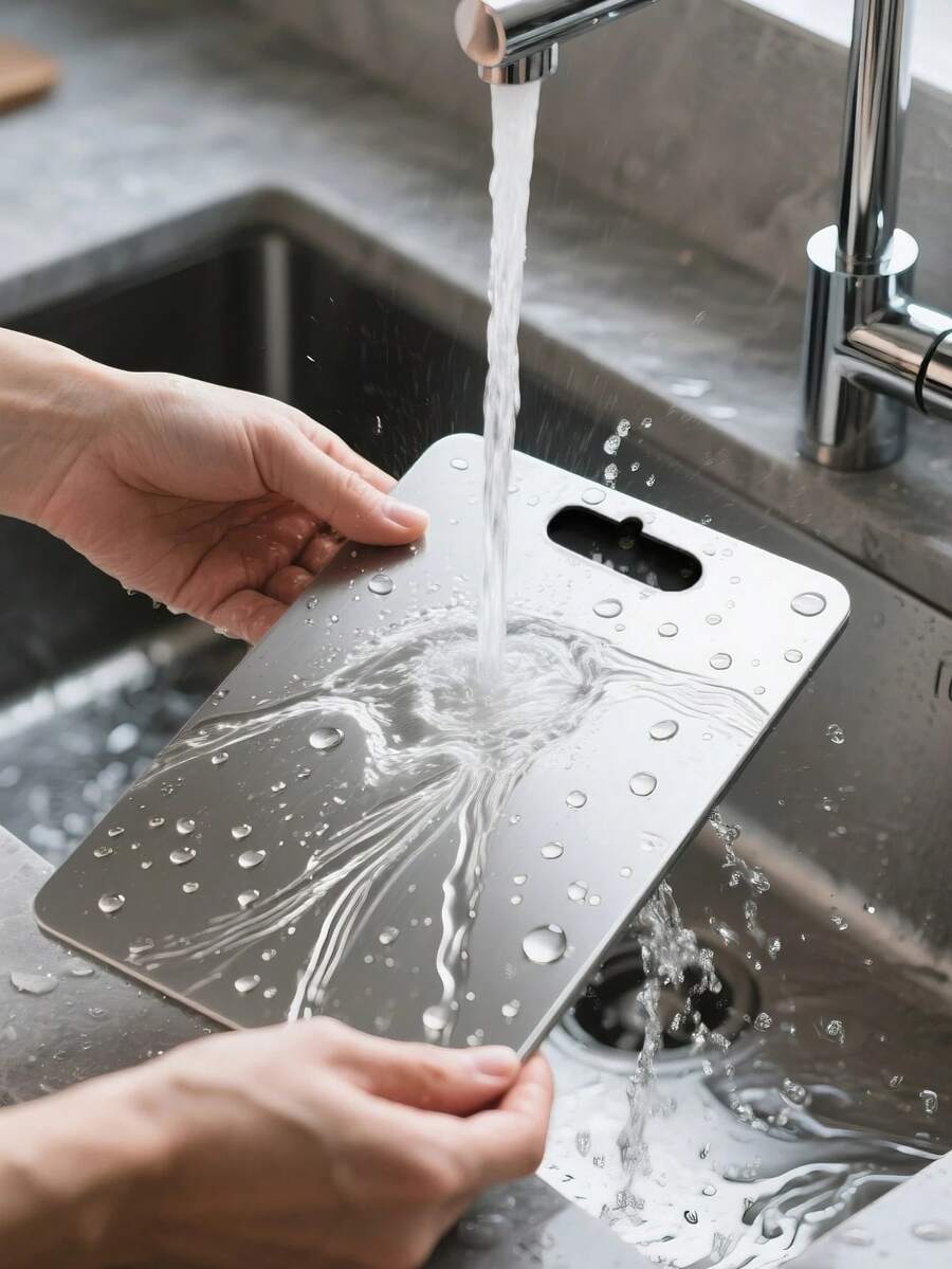 3 Pcs Stainless Steel Cutting Boards, Suitable For Cutting Various Foods Such As Fish, Meat, Vegetables, Fruits And Cooked Dishes - Multicolor - View 1