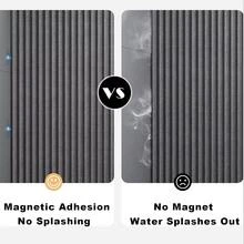 磁吸式折叠浴帘，免钻孔设计，含金属挂钩，适用于步入式淋浴间 - 灰色1件 - 查看 3