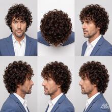6英寸酷炫男士卷发假发，合成针织头饰，适合日常佩戴和度假，深棕色，卷发 - 咖啡棕 - 查看 3