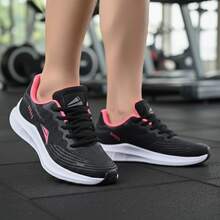 Women's Sneakers: Comfortable And Lightweight For Running And Gym - Black/Pink - View 6