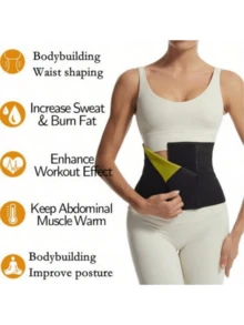 1pc Women's Waist Trainer Sweat Belt, Yoga Waist Cincher, Sports Waist Support Band, Sauna Sweat Wrap For Abdomen - Yellow - View 7