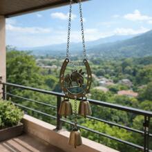 Lucky Horse Hoof Pendant, Vintage Iron Art Hanging Wind Chime, Creative Decorative With Bell Courtyard Hanging Ornament Balcony - Multicolor - View 11