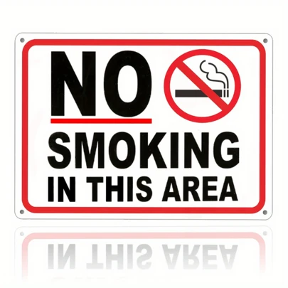 2D Flat Design, 1pc, Smokeless Metal Sign - 8.0x12.0 Inch Iron Warning Plate, Suitable For Private/Public Areas, Red & White Color, No Smoking Zone, Ideal For Hospitals, Schools, Office Buildings, No Smoking Area Signage | Thickened Text Plate | Durable Metal Plate, No Smoking, 2D Flat