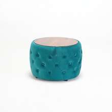 Luxurious Set Of Two Nesting Velvet Stools, 4-In-1 Function, Round Storage Stool With Wooden Shelf, No Assembly Required, Blue (58 Cm X 58 Cm X 38 Cm) - Blue - View 9