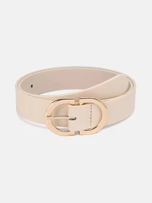 1pc Women's Multicolor PU Leather Double D-Ring Buckle Fashion Belt, Suitable For Everyday Use Fall, Autumn, Halloween - Beige - View 7