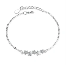Vòng tay hình ngôi sao bằng bạc Sterling 925 đính đá Cubic Zirconia, món quà đeo hàng ngày dành cho phụ nữ. - trắng - Xem 9