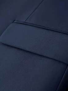 Men's Slim-Fit Black 3-Piece Suit - Elegant Black And White Wedding And Formal Wear, Long Sleeves, Button Closure, Non-Stretch Fabric, Suitable For Office Meetings And Elegant Events All Year Round, Wedding Attire, Slim-Fit Suit - 寶藍色 - 查看 9