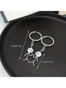 2/4/6/8/10个装可爱迷你情侣钥匙扣 - 简约不锈钢心形连体小摆件，适合作为情人节情侣礼物，男女通用背包挂件，送给爱人、朋友和家人（经久耐用） - 愛心鑰匙圈 - 查看 6