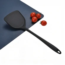 1/2 件装耐热硅胶烹饪铲，适用于不粘锅、厨房用具、洗碗机（黑色） - 黑色 - 查看 6