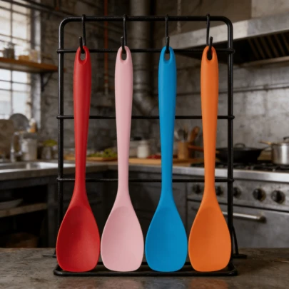 Silicone Spatula Spoon Set, Heat Resistant Rubber Spoonula, Seamless Non-Stick Flexible Scrapers For Baking/Cooking Mixing Tool, Dishwasher Kitchen Utensils, Choose 2 Or 4 Packs (Red/Pink/Orange/Blue)