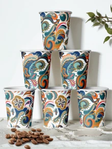 20/50pcs Colorful Abstract Pattern Paper Cups, Disposable Coffee/Tea/Beverage Cups Suitable For Office, Party, Home Picnic, Perfect For Wedding And Mother's Day Celebration (Abstract Pattern) - Multicolor - View 6
