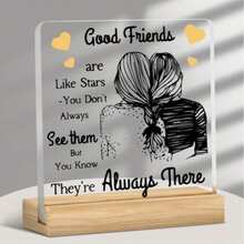 1pc Classic Islamic Acrylic Eid Al-Fitr Ramadan Decorative Item, With Wooden Base, Arabic Ramadan Decor, Birthday Gift - Starts And Ends With Gratitude And Hope, With Slogan, Desktop Ornament - Multicolor - View 20