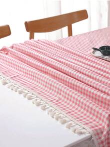 Modern Plaid Tassel Tablecloth For Spring/Summer, Suitable For Picnic, Party, Restaurant, Kitchen, Cafe, Daily Decoration - Multicolor - View 4