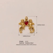 1件复古法式金色蝴蝶结吊坠，天使瓷珠花朵吊坠，DIY项链/手链配件，时尚百搭，18K镀金，适合送给妻子和母亲 - 金色 - 查看 16