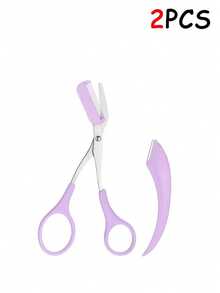 Set de 4 foarfece și pieptene pentru sprâncene în formă de L din oțel inoxidabil. Un instrument de înfrumusețare potrivit pentru toate tipurile de piele. Potrivit atât pentru bărbați, cât și pentru femei. Poate fi folosit pentru epilare, machiaj, decorațiuni interioare, toaletă, călătorii, dormitor etc. Include accesorii de machiaj și foarfece pentru sprâncene. - Violet - Vizualizare 9