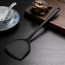 1/2 件装耐热硅胶烹饪铲，适用于不粘锅、厨房用具、洗碗机（黑色） - 黑色 - 查看 8