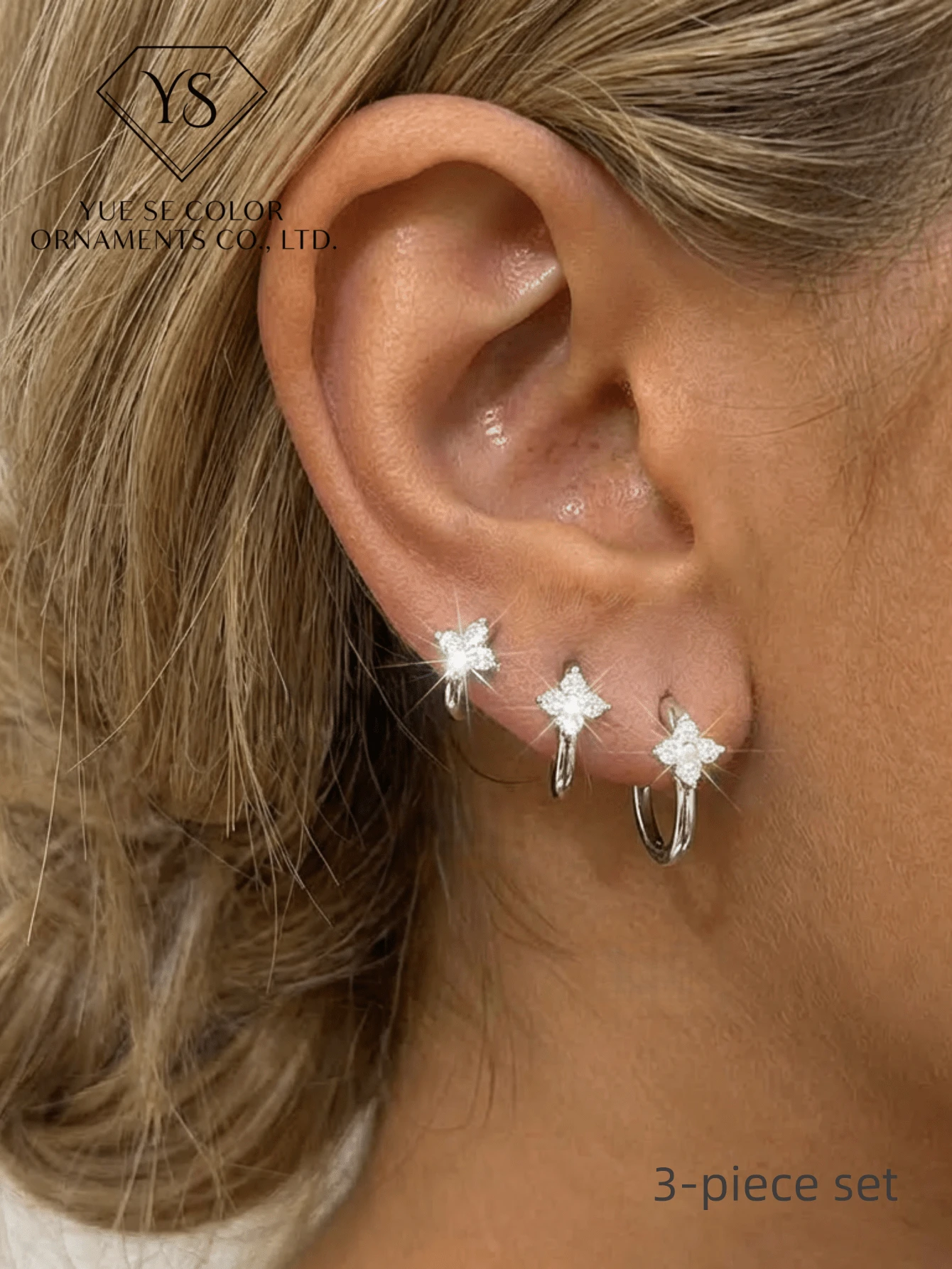 三件套，经典闪亮立方氧化锆精致小耳环，适合女士婚礼和日常佩戴，超小耳钉，情人节或生日送给女友的绝佳礼物