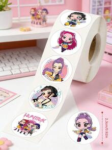 500张可爱韩国女团卷发装饰贴纸，适用于剪贴簿、贴纸簿、文具、信封封口贴，是复活节、情人节和新年送给青少年的绝佳礼物。 - 彩色 - 查看 4