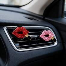 Rhinestone Car Vent Clip, Lipstick Shaped Car Air Vent Clip, Personalized Car Interior Decor Accessory, Car Decor Gift For Women & Girls - A - View 2