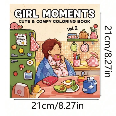 1 Pc GIRL MOMENTS Adult & Kids Coloring Book, Learning Supplies, Toys, Back To School Essential, Bold & Simple Design, Relaxing Coloring Book, Christmas Gift