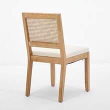 Farmhouse Style Rattan Dining Chair Set Of Two, Modern Medieval Kitchen Dining Chair, Upholstered Rattan Kitchen Chair, Natural Hardwood Frame, Beige, DE1883BG - Light Brown - View 7