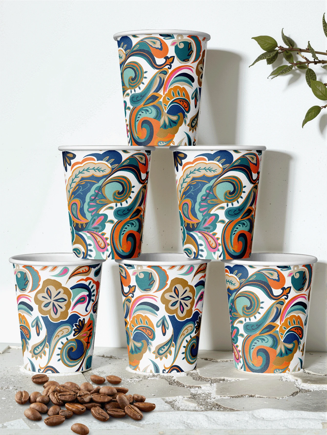 20/50pcs Colorful Abstract Pattern Paper Cups, Disposable Coffee/Tea/Beverage Cups Suitable For Office, Party, Home Picnic, Perfect For Wedding And Mother's Day Celebration (Abstract Pattern) - Multicolor - View 1