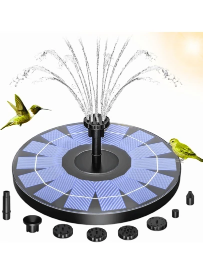 Solar Fountain Outdoor Garden, Solar Pond Pump And 7 Nozzles For Bird Bath, Fish Tank, Pond Garden Decorative Fountain