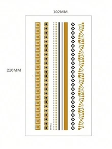 5 Sheets Gold Lace Tattoo Stickers Waterproof Temporary Tattoo Stickers Cool Bohemian Elegant Holiday Party Fake Tattoos - Gold - View 8