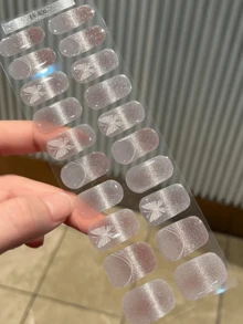 Semi Cured Gel Nail Strips, 20Pcs Long Lasting Salon Quality Wraps, Easy Apply & Remove Gel Nail Stickers With UV Light - Apricot - View 6