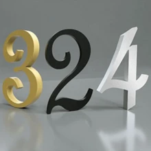 7厘米/2.76英寸金色、银色、黑色亚克力3D效果门牌号码贴纸，办公室门牌号码贴纸 - 7CM尺寸 - 查看 6