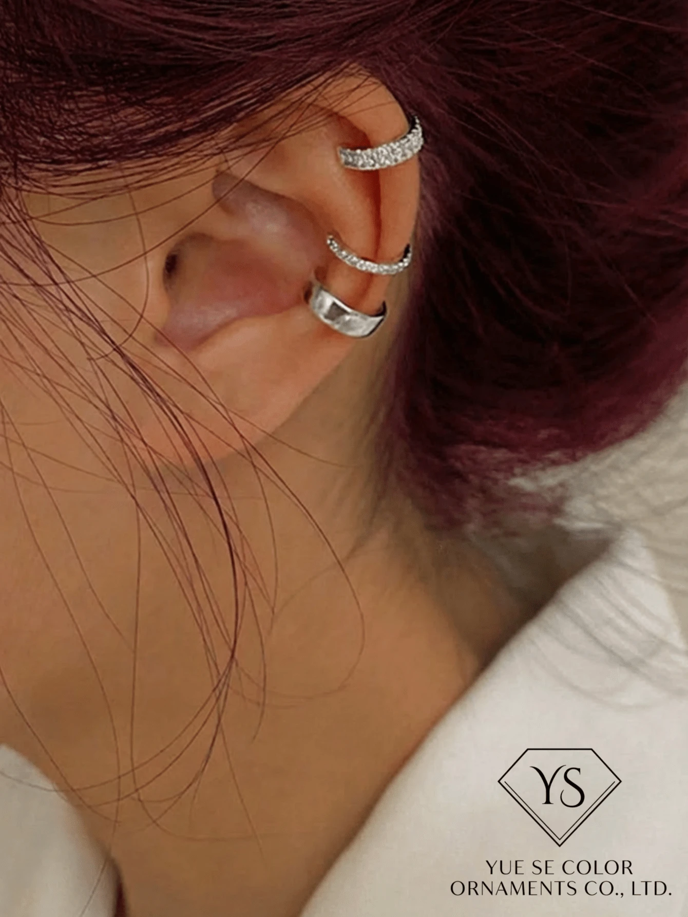 3件套优雅时尚耳夹耳环套装，简约清新学生风女装配饰耳夹耳环，日常佩戴，生日礼物 - 銀色 - 查看 1