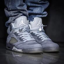 Nike Giày bóng rổ cổ cao Jordan Air Jordan 5 Retro "Wolf Grey" cổ điển, thoải mái, dành cho nam, màu xám. - Xám - Xem 8