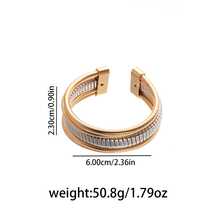 1pc Multi-Layer Open Bangle Bracelet, Personalized Exaggerated Wrapped Vertical Striped Elastic Fresh Fashion Bracelet For Women - S012/Gold - View 4