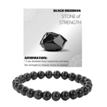 2 件套（1 条手链，1 张卡片）疗愈水晶手链，男女皆宜，天然石珠串弹力手链，手工宝石灵气疗愈饰品，生日礼物，时尚饰品，友谊礼物 - 彩色 - 查看 2