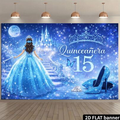 Pancarta de celebración de 15 años de lujo - Decoración de fiesta 100% poliéster, adecuada para el hogar, el jardín, el estudio y actividades al aire libre - Disponible en múltiples colores. Puede elegir entre varios estilos y tamaños.