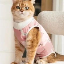 PETCHIC Soft Thin Cat Spay/Neuter Surgery Suit, Breathable Cat Recovery Suit, Anti-Licking E-Collar Alternative & Skin Disease Vest (Pink Alpaca) - Watermelon Pink - View 4