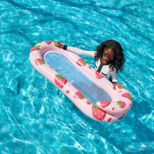 Strawberry Print Mesh Inflatable Pool Float Pink Lounge For Summer Water Fun - Strawberry - View 5