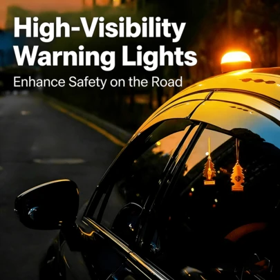 1个全新加固型通用LED指示灯，适用于车辆前部、后部和侧面，可用于卡车、房车、轿车、巴士、拖车、露营车和船只，不含电池，汽车LED灯，汽车应急灯，汽车配件，带磁性底座的汽车安全应急反光灯，可移动车辆警示装置