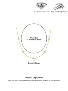 S925 Silver Four-Leaf Clover Rhinestone Necklace, Luxury Gold-Plated Clavicle Chain, Versatile Jewelry Gift Box For Daily Wear And Party - Multicolor - View 4